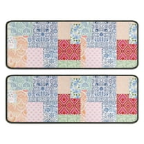 Kitchen Rugs Sets Of 2,Pioneer Flower Floral Print Pattern Anti Fatigue Kitchen Mat Rugs Non Slip Washable,Decorative Kitchen Floor Mats for Kitchen,Sink,Laundry,17"x47" 17"x47"