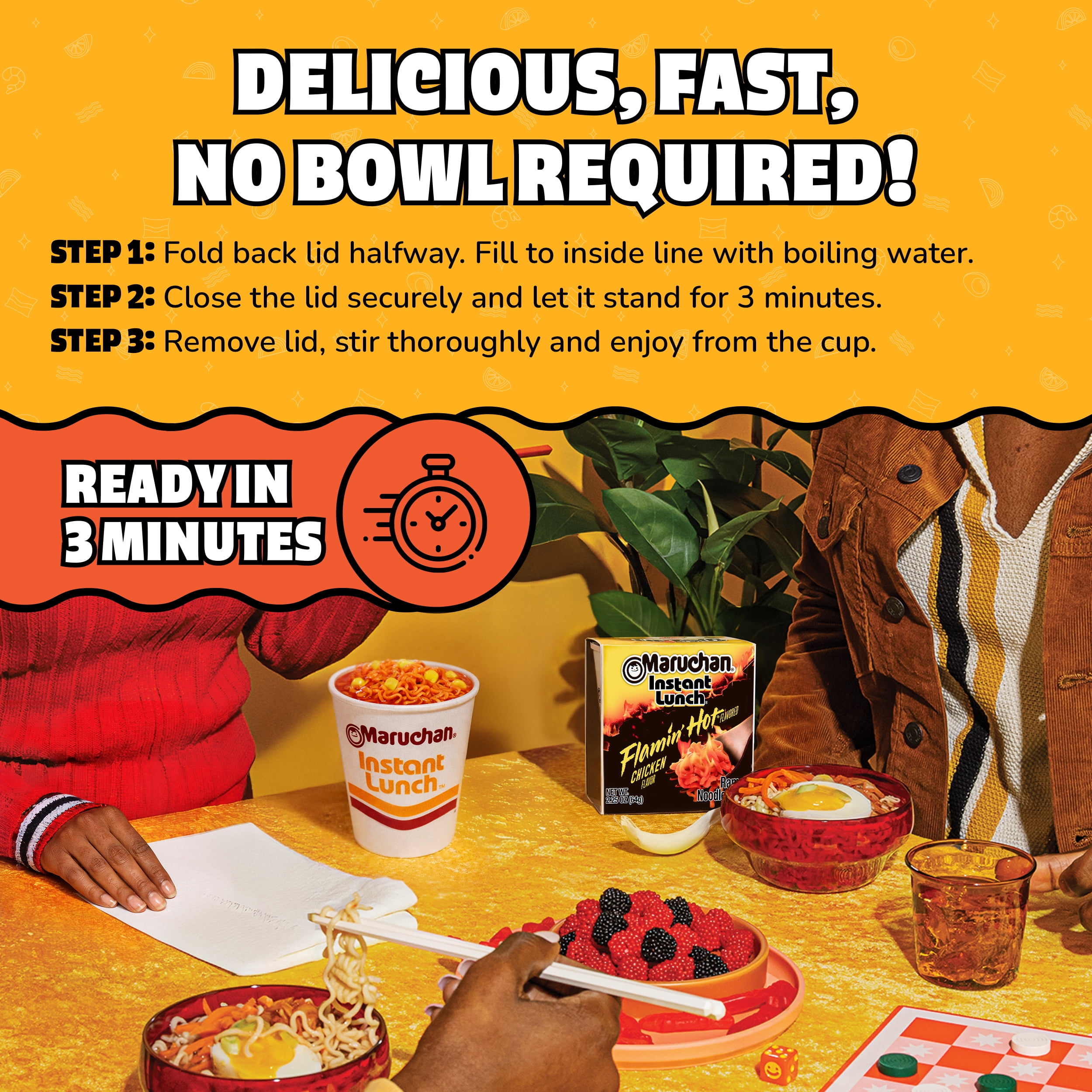 Maruchan Instant Lunch Ramen Noodles, Flamin’ Hot® Flavored Chicken Flavor, 2.25 oz Cup