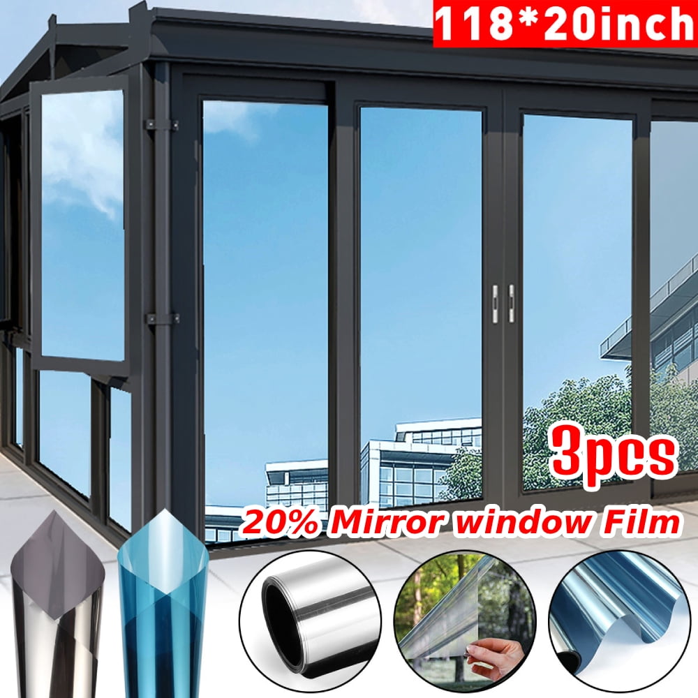 us 118" Privacy Window Film Mirror Reflective One Way 20% Solar Foil Insulation 