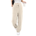 thumbnail image 2 of Gibobby Pantalones deportivos para mujer Pantalones de chándal de lana para mujer, pantalones de algodón exteriores gruesos de otoño e invierno, mallas de lana Polar(Beige,M), 2 of 5