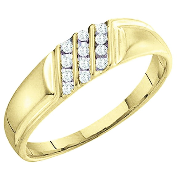 Dazzlingrock Collection 0.15 Carat (ctw) 10K White Diamond Men's Channel Set 3 Row Wedding Band, Yellow Gold, Size 8.5