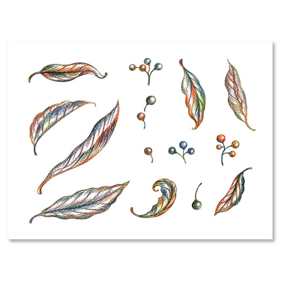 Designart ' Leaves and Berries Of Wild Grapes ' Bohemian & Eclectic Canvas Wall Art Print