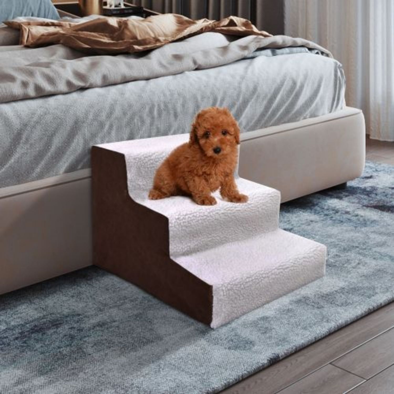 Cmgb Pet stairs nonslip 3 step dog stairs, dog bed stairs, plastic