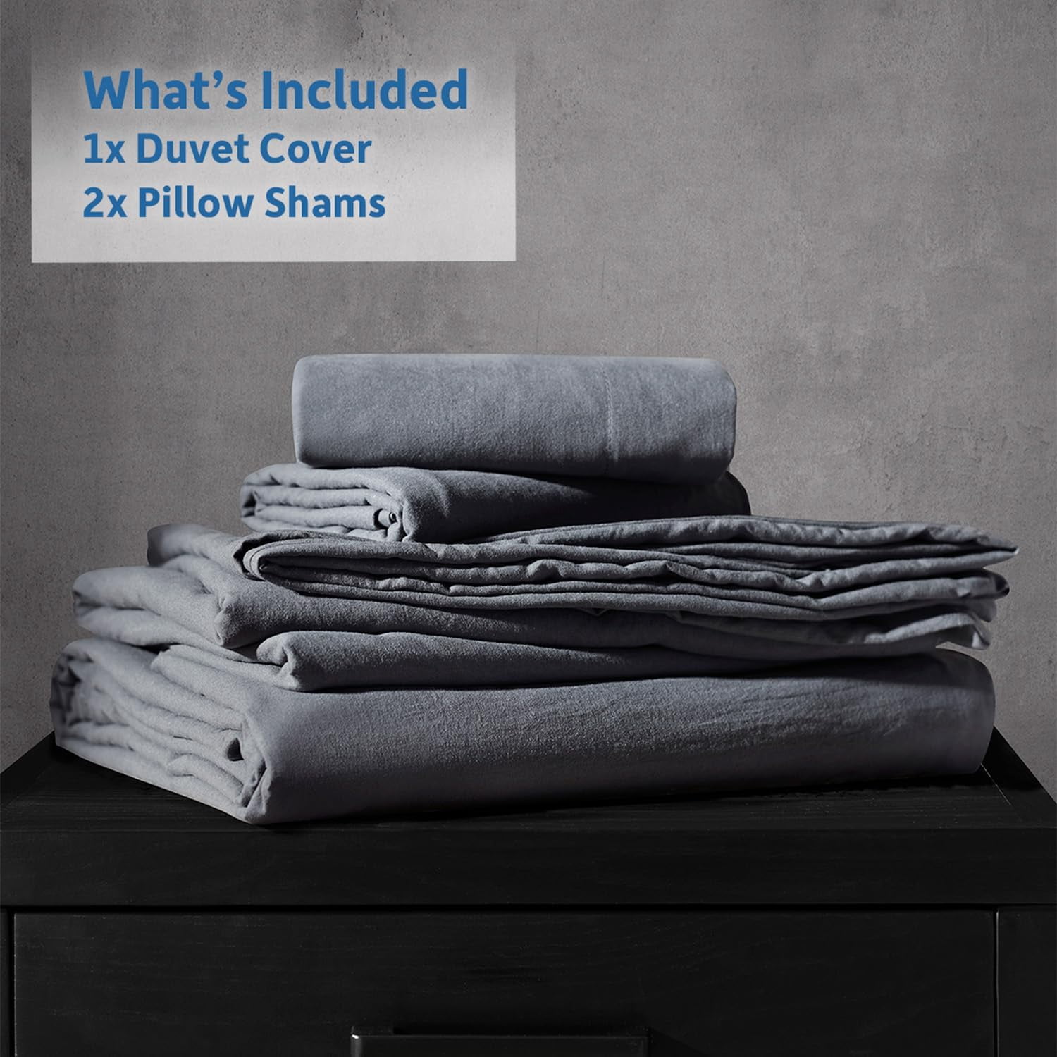 LammaLoe Duvet Cover Queen Size, Soft Prewashed 3-Piece Duvet Cover Bedding Set with Pillow Shams, Dark Gray