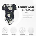 thumbnail image 6 of Balery Lilies Flowers Women's Short Sleevee Crew Neck Bodysuit Tops Short Sleeve Tops Basic-XX-Large, 6 of 9