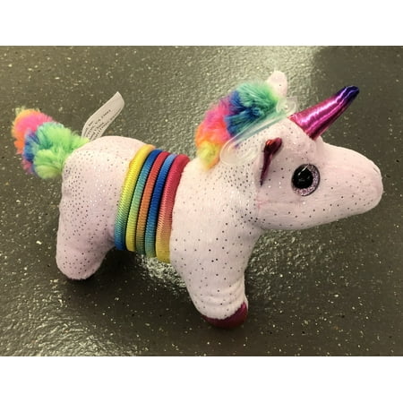Fun Stuff Small Pink Unicorn with Rainbow Manes Plush Toy - 7"