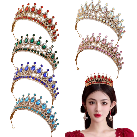 Yoyauz Women's Gold Crown Crystal Princess Tiara Crystal Queen's Crown Wedding, Bridal Hair Ornament Birthday Prom, Beauty Pageant Party  Barmitzvah Rite of Passage, Photo Props