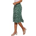 thumbnail image 4 of Faldas Midi Peasant de Mujer INSPIRE CHIC con Cintura Elástica A-Line de Estampado Floral Ditsy en Verde Palma M, 4 of 6