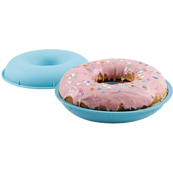 Jumbo Silicone Donut Cake Pan Non-Stick Bagel Cake Mold 10 inch Set of 2 Halves Baking Molds