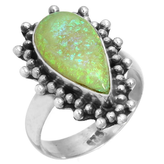 925 Sterling Silver Women Jewelry Fire Opal Ring