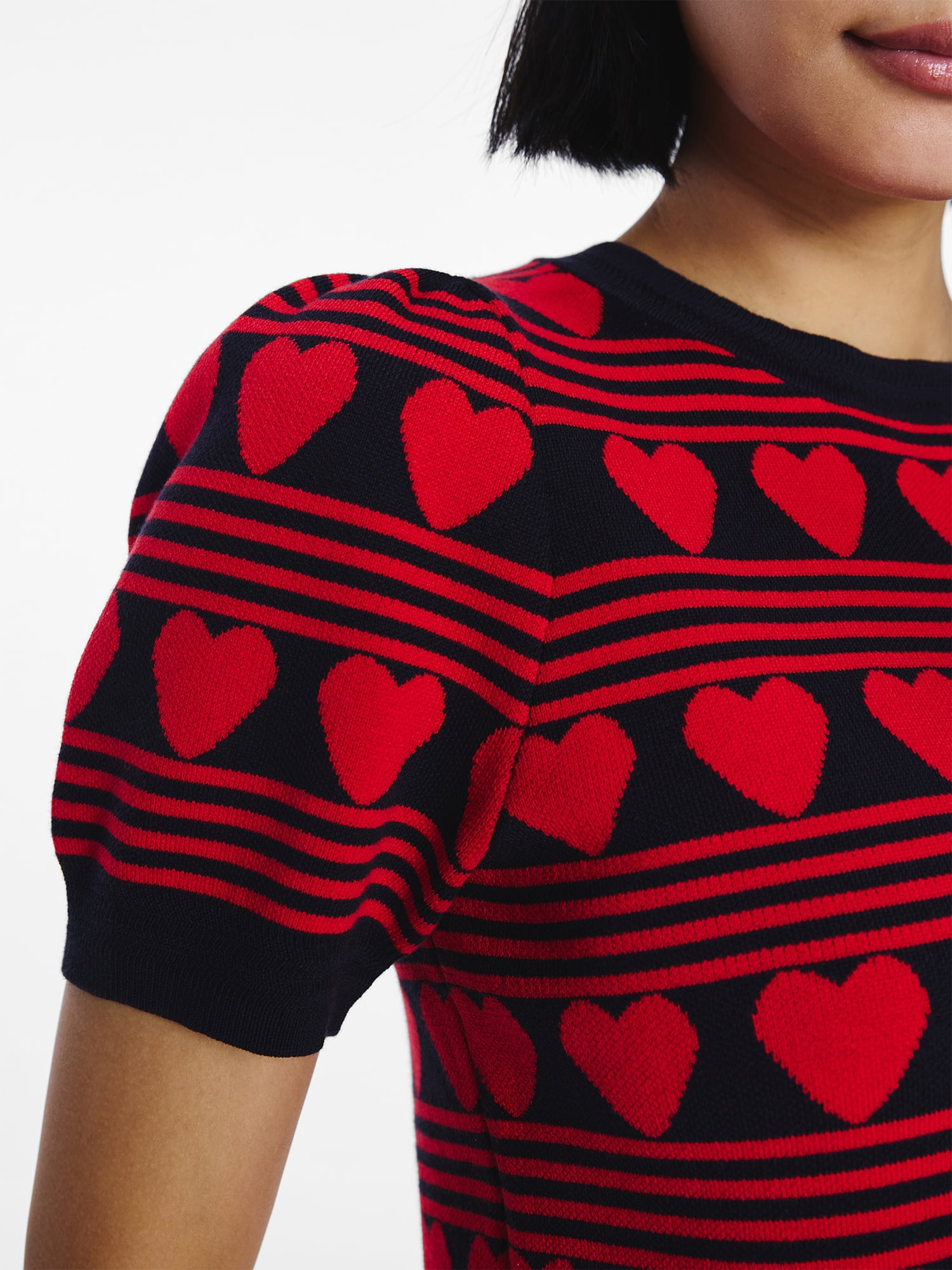 Free Assembly Women's and Women's Plus Cozy Yarn Shrunken Sweater Tee with Short Sleeves, Solid & Print, Lightweight, Sizes XS-4X