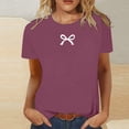 thumbnail image 2 of SHITINN Women's Fashion Casual Round Neck Bow Print Short Sleeve T Shirt Top Women Short Sleeve Tops Shirt Women Women's Tops, Tees & Blouses, 2 of 4