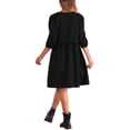 thumbnail image 3 of Unique Bargains Robe Midi Décontractée à Manches Bouffantes avec Poches et Encolure Dégagée pour Femmes, Noir TP, 3 of 6