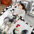 thumbnail image 5 of Manfei Farm Cow Rooster 7-Piece Twin Bedding,Minimalist Checkered Bedding Comforter Set,White Black Red, 5 of 6