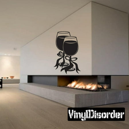 wine glasses wine drinking ribbons Celebrations Vinyl Wall Decal Mural Quotes Words WINEGLASS3VIII 36 Inches