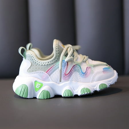 

LYCAQL Toddler Shoes Lace Shoes Baby Breathable Mesh Toddler Kids Up Soft Girls Baby Shoes Boys Slip on Shoe (Green 8 Toddler)