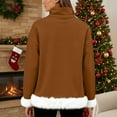thumbnail image 4 of Chandails d'Automne et d'Hiver Grande Taille pour Femmes, Mode Féminine Décontractée, Col Roulé Imprimé, Haut à Manches Longues, Chandail, Chandails à Capuchon Amusants, Café m, 4 of 5