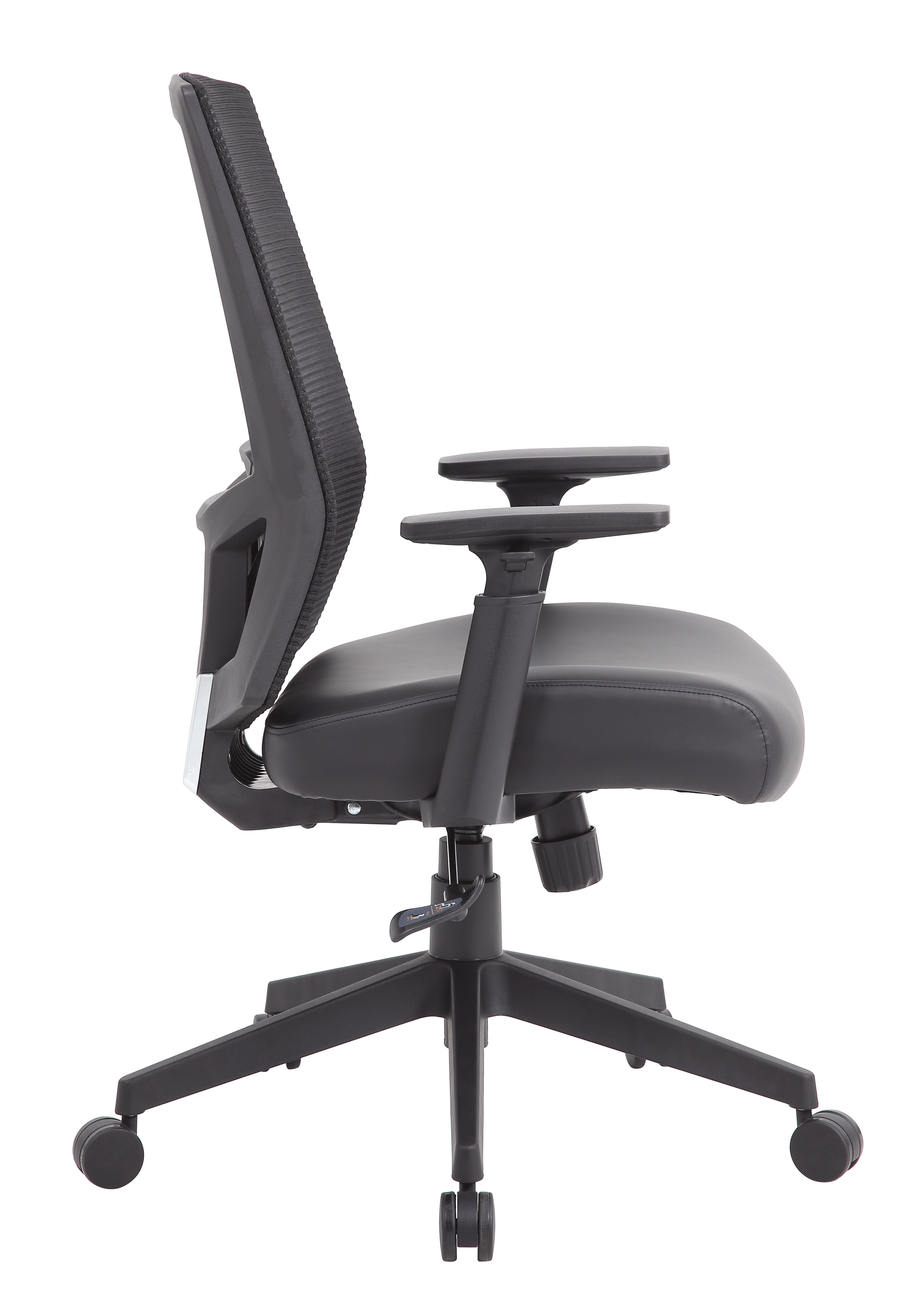 Boss Office Products Mesh Back Vinyl Task Chair with Synchro-Tilt, Black