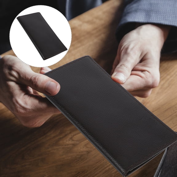 PENIKOKO Mens Brown PU Long Wallet Featuring Three Full Length Bill Compartments