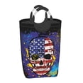 thumbnail image 6 of DouZhe 50L Rectangular Laundry Basket, Vintage Grunge Skull American Flag Prints Waterproof Foldable Laundry Hamper with Aluminum Handles, 6 of 6