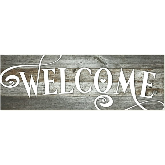 Welcome Rustic Wood Farmhouse Wall Sign (Gray) 6x18