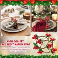thumbnail image 3 of 12 Pcs Anneaux de Serviette de Noël, Porte-Serviettes Baies Rouges Boucle Rustique pour Déjeuner de Noël Action de Grâce, 3 of 5
