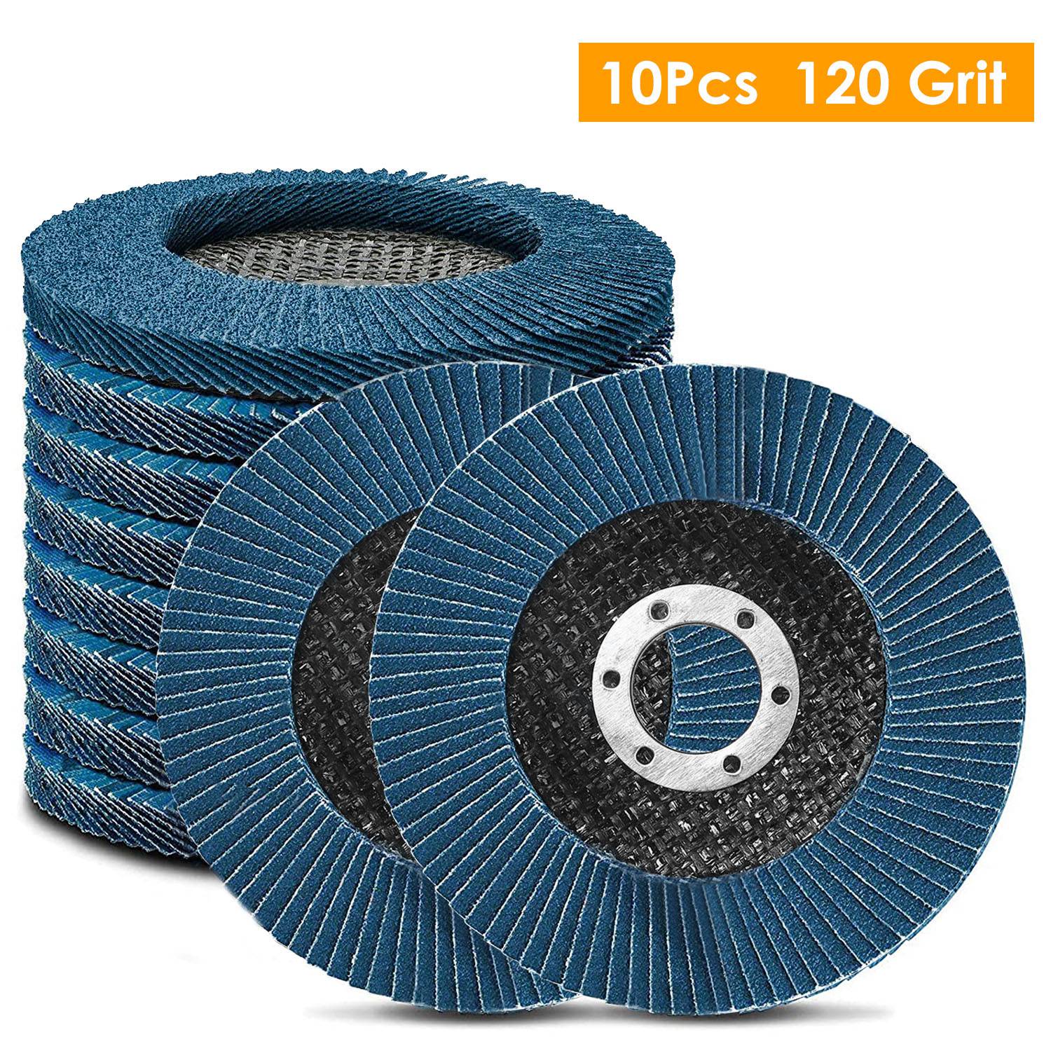 iMountek 10Pcs Flap Wheel Discs 120 Grit 4 1/2”x7/8” Flap Sanding Disc
