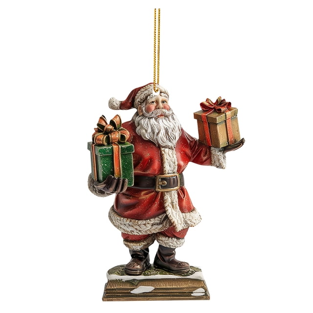 Christmas Santa Acrylic Flat Pendant Christmas Tree Pendant Decoration 2D Party New Year Christmas for Crafting Curtain Rod Large Baubles Clear Nylon Thread for Rose Beads String