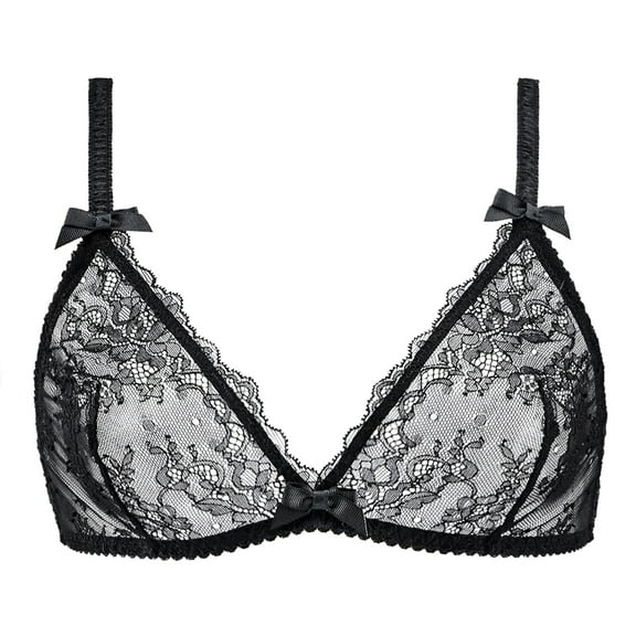 Women Sexy Underwear Mesh See Through Lingerie Embroidery Bra and Thong and Stocking