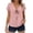 Pink, variant on Women's Summer Solid Color Short Sleeve Faux Linen Tie Bow Top, V Neck Loose Casual Lightweight Blouse Light Blue S