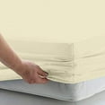 thumbnail image 2 of 1 PC Half Split Fitted Sheet Only Split Down 32 inches from The Top, 100% Cotton, 16" Deep Pocket, 400TC, Split Head King Fitted Sheet for Adjustable Beds-Ivory Solid, Split King Size, 2 of 5