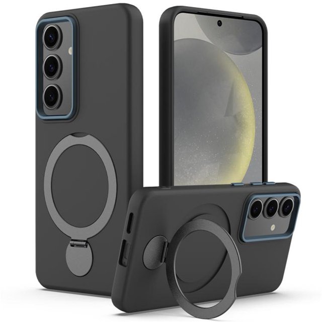 For Samsung Galaxy S24+ / S25+ 5G Case (Compatible With MagSafe) With Invisible Magnetic O-Ring Stand Military-Grade Shockproof Phone Case,Black