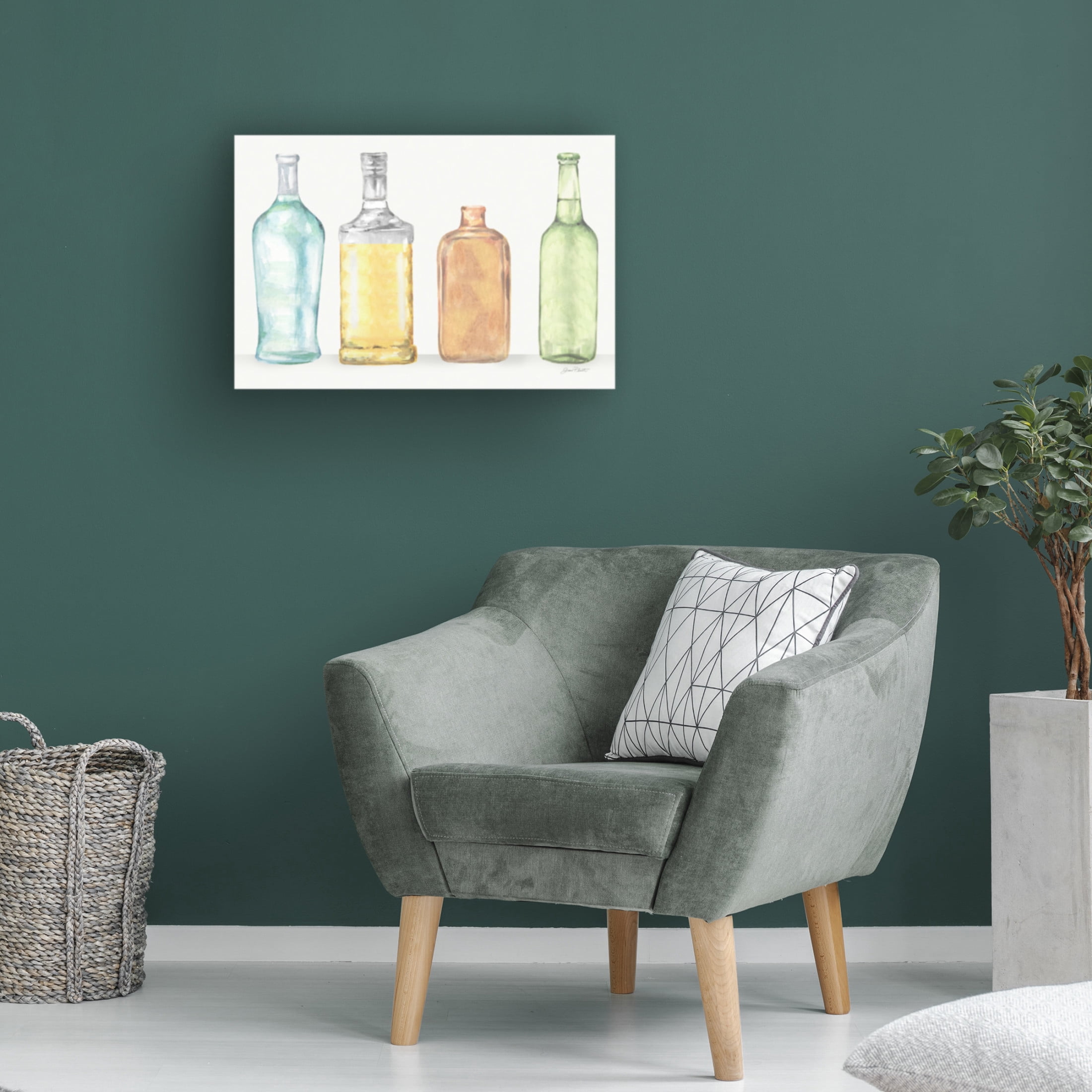 Canvas Wall Art - Jean Plout 'Glass Bottles A' Wall Art for Living Room, Bedroom, or Office Décor by Trademark Fine Art - 47 x 30 Inches
