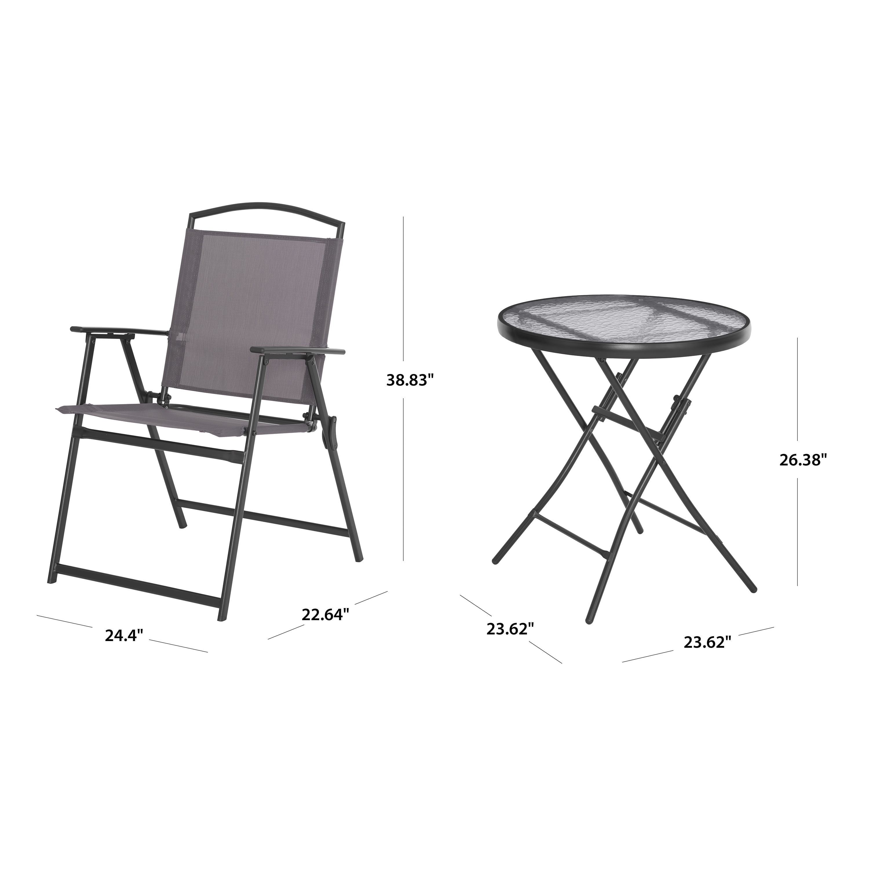Mainstays Albany Lane 3 Piece Outdoor Bistro Set, Gray