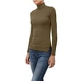 thumbnail image 2 of J. METHOD Women's Light Weight Basic Long Sleeve Turtleneck Knit Ribbed Shirt Sweater Mock Neck Top NEWT88 Olive 1XL, 2 of 6