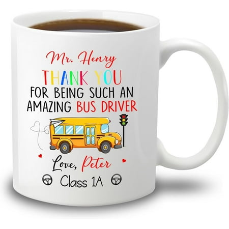 

Personalized School Bus Driver White Coffee Mug Thank You For Being Such An Amazing Bus Driver Teacup 11 Oz 11 Oz School Bus Driver Coffee Cup Gifts For Men Women Custom Name Driver Ceramic Mugs