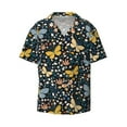 thumbnail image 4 of Uemuo Flowers Butterfly Pattern Cotton Linen Short Sleeve Shirts,Casual Lightweight Button Down Shirts,Vacation Beach Summer Tops-, 4 of 7