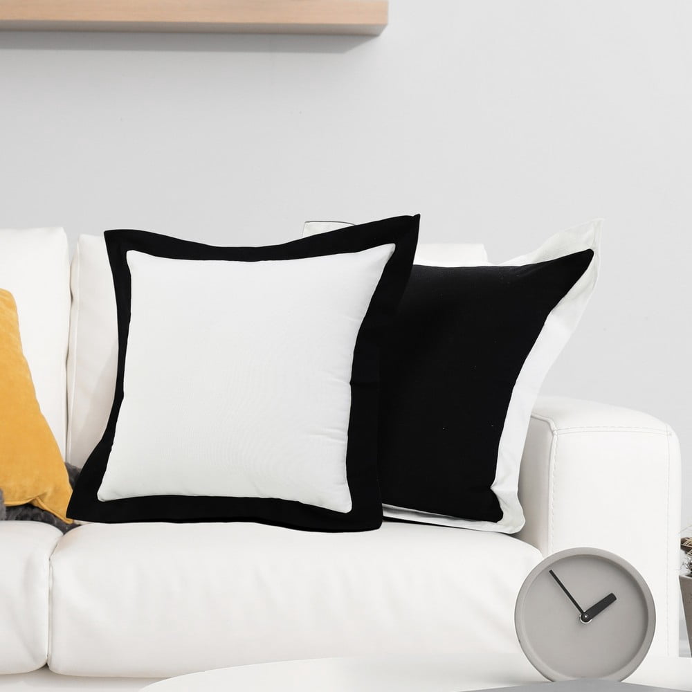 Ox Bay Flange Frame Border Throw Pillow, White / Black, 20" Square, Count per Pack 1