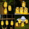 thumbnail image 3 of Tarros de cristal con energía solar, luces de hadas de alta calidad, resistentes al agua y al óxido, para decoración de bodas, patios, jardines, 30 LED por linterna, 4 unidades, 3 of 5