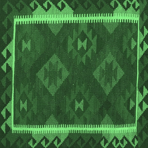 Ahgly Company Indoor Square Oriental Emerald Green Traditional Area Rugs, 5' Square