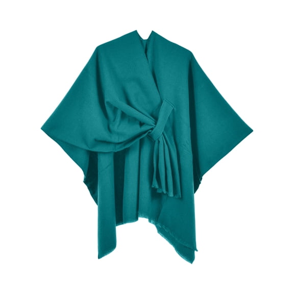 Gaukiv Womens Solid Wrap Shawls Open Front Cozy Poncho Outerwear Elegant Shoulder Cover Up Green