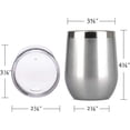 thumbnail image 5 of Vaso de vino térmico con tapa plateado (2 unidades), de acero inoxidable de doble pared, sin tallo, 355 ml, taza de café térmica duradera, para campeón., 5 of 5
