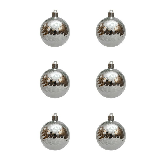 SLYNSHome 6Pcs Christmas Balls Ornaments Shatterproof Christmas Tree Hanging Ball Decorations for Xmas Tree Wedding Holiday Party Home Decor - Silver