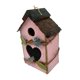 thumbnail image 2 of Casa de pájaros colgante para exteriores, decorativa, estilo rústico, de madera. Rosa, 2 of 9
