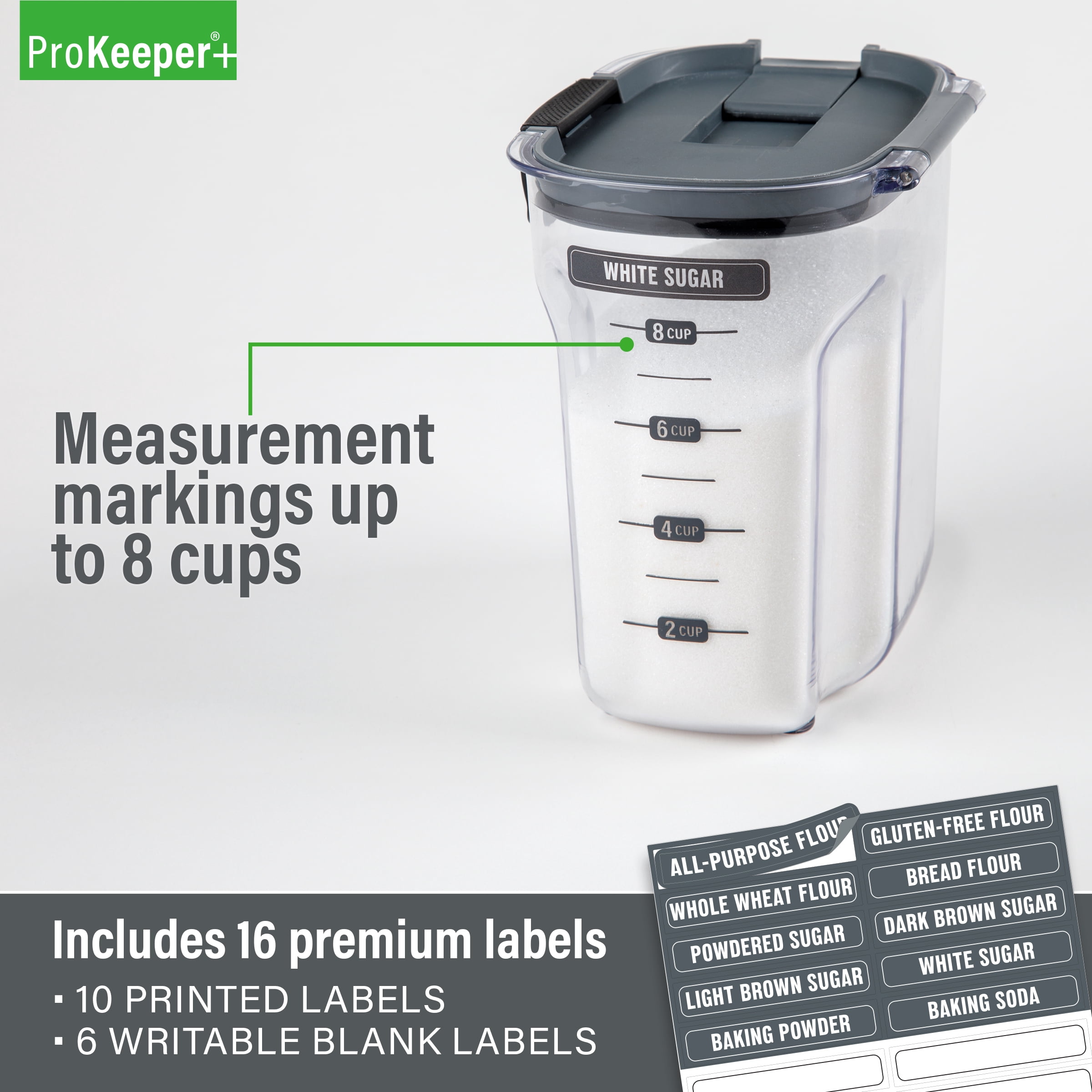 ProKeeper+ 9-Piece Baker's Storage Container Set with Airtight Seal for Pantry Organization
