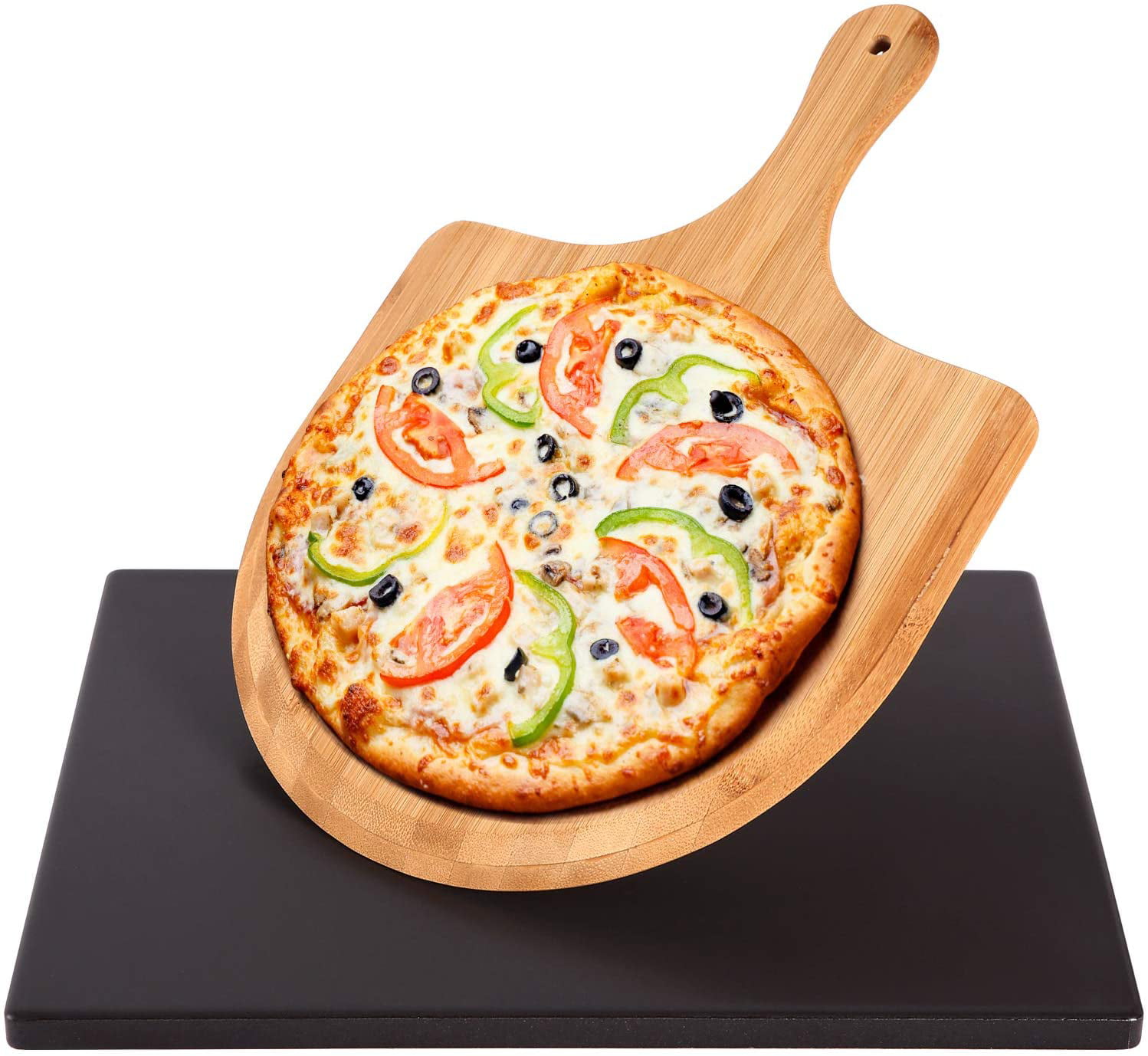Heavy Duty Pizza Stone Cordierite Glazed Baking Stone for Oven Grill BBQ 15"x12" 