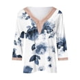 thumbnail image 4 of Dyegold Plus Size Tops For Women Floral Print Lace Trim V Neck 3/4 Sleeve Shirts Dressy Casual Loose Fit Blouses Vintage Tee, 4 of 5