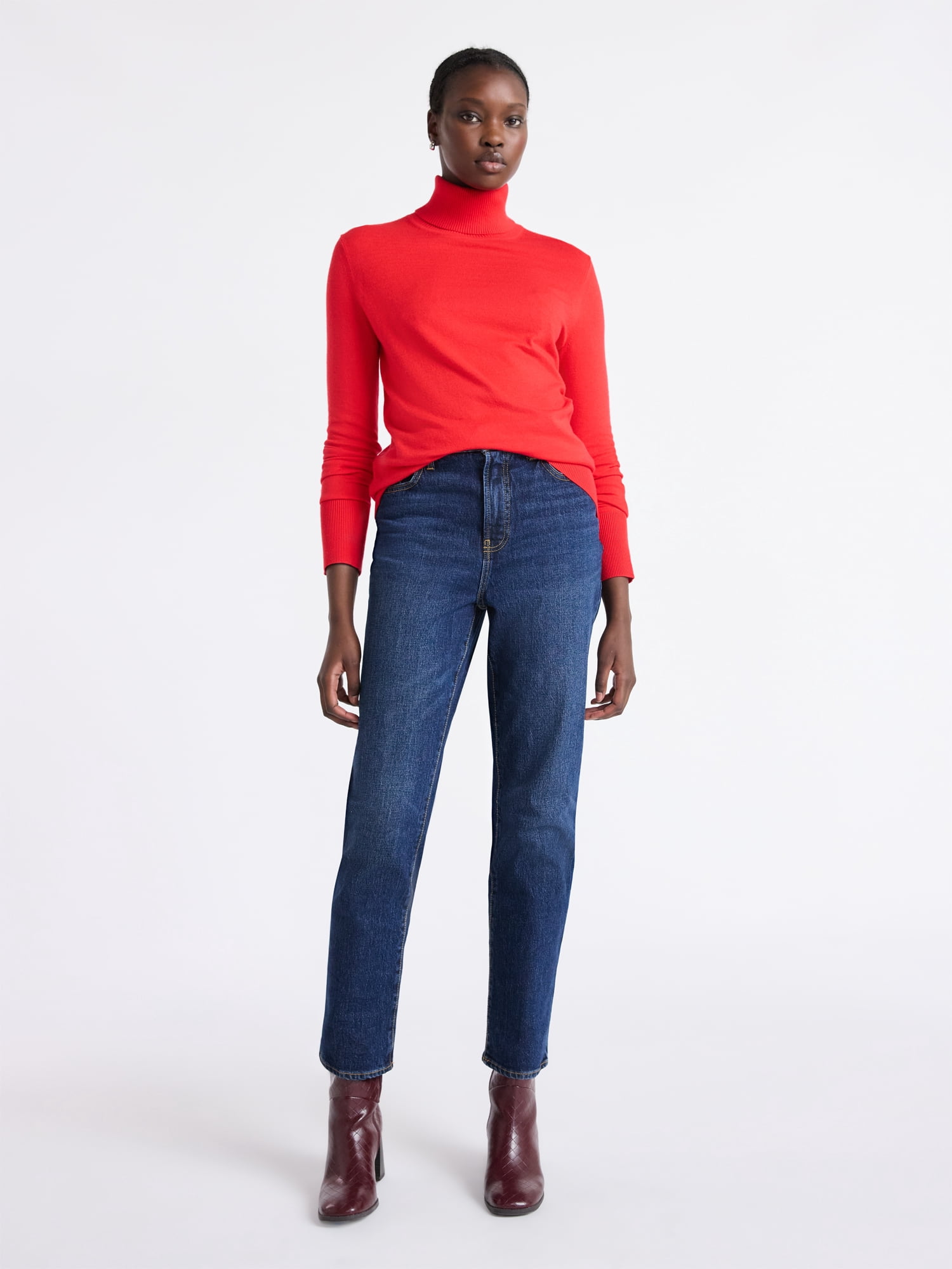 Free Assembly Women's and Women's Plus High Rise Straight Jeans, 30" Inseam, Sizes 0-26W