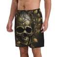 thumbnail image 2 of Cauagu Vintage Gold Leaf Skull Print Men's Swim Trunks,Hawaiian Bathing Suit Swimsuits Beach Shorts with Pockets for Men Quick Dry Swimming Board Shorts-X-Large, 2 of 6