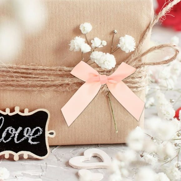 UPGRATOR 150Pcs Durable Pink Chinlon Ribbon Bows for Shower Decoration and Candy Packaging